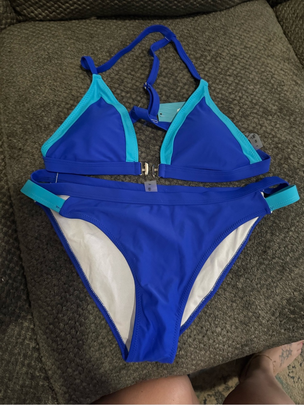 Cupshe Blue Two-Piece Bikini Set with Dual Side Straps